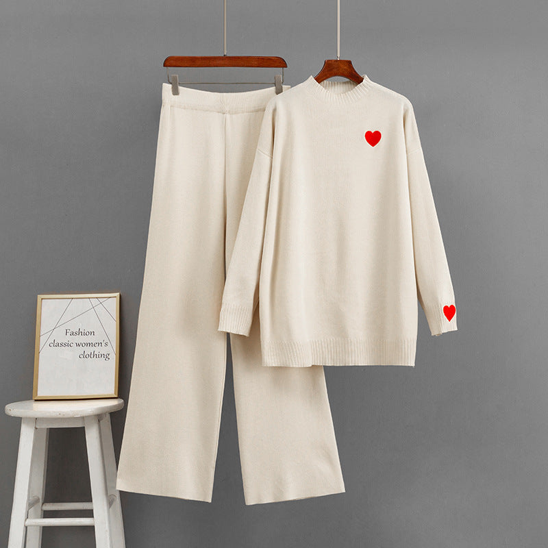Long sleeved wide leg pants two-piece set for women