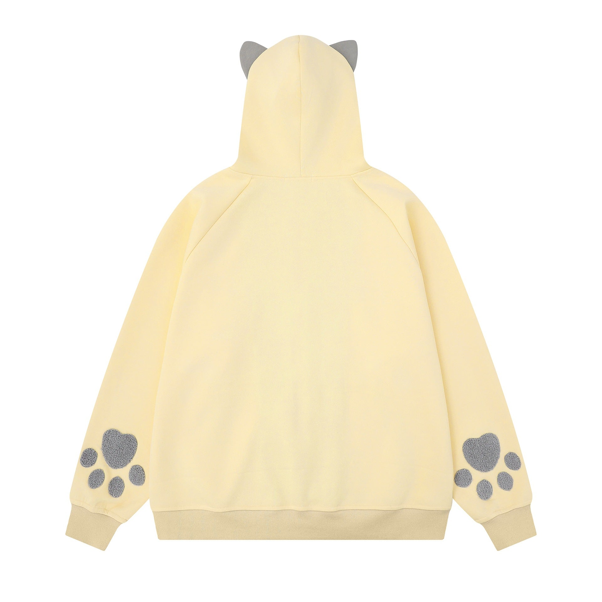 Color blocked cat face pocket hoodie