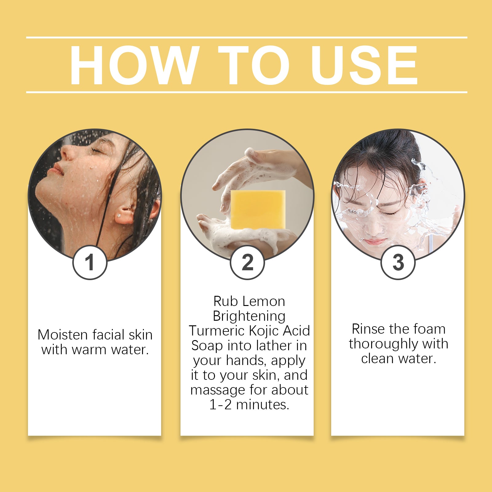 EELHOE Lemon Turmeric Acid Soap, Gently Cleanses, Moisturizes And Brightening Skin Square Cleanser