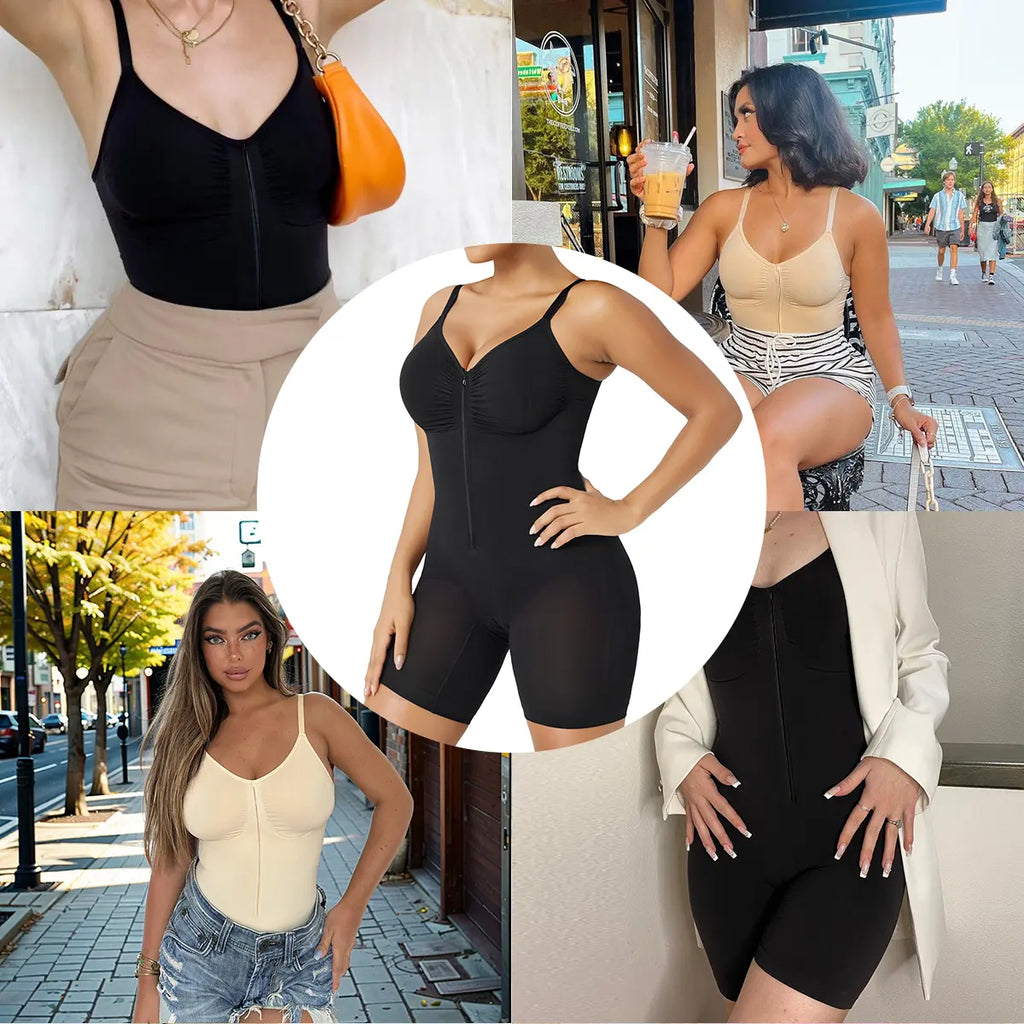 SHAPERX Shapewear for Women Tummy Control Bodysuits Zip-Up Comfort Ultra Stretch Fabric Customizable Fit Breathable Mesh Design Comfortable Fit,Clothes for Back to School,First Day of School Outfits