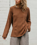 Round neck solid color sweater