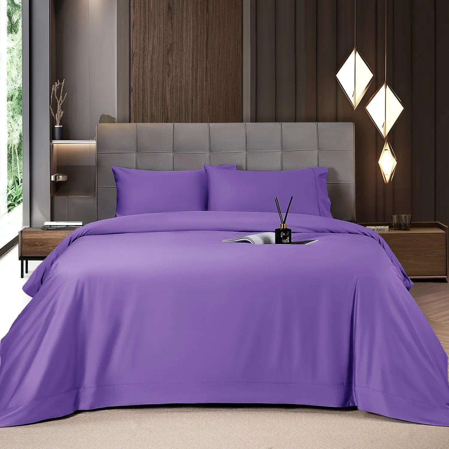 Shilucheng Bamboo Sheet Set - 4/6 Pc Bedding Set with 16'' Deep Pocket Lightweight, Twill, Smooth Fitted Sheets, Cooling Breathable, Hotel Luxury Super Silky Soft, Wrinkle & Fade Resistant,Summerwins,Back to School,Back to School Shopping,Home Decor