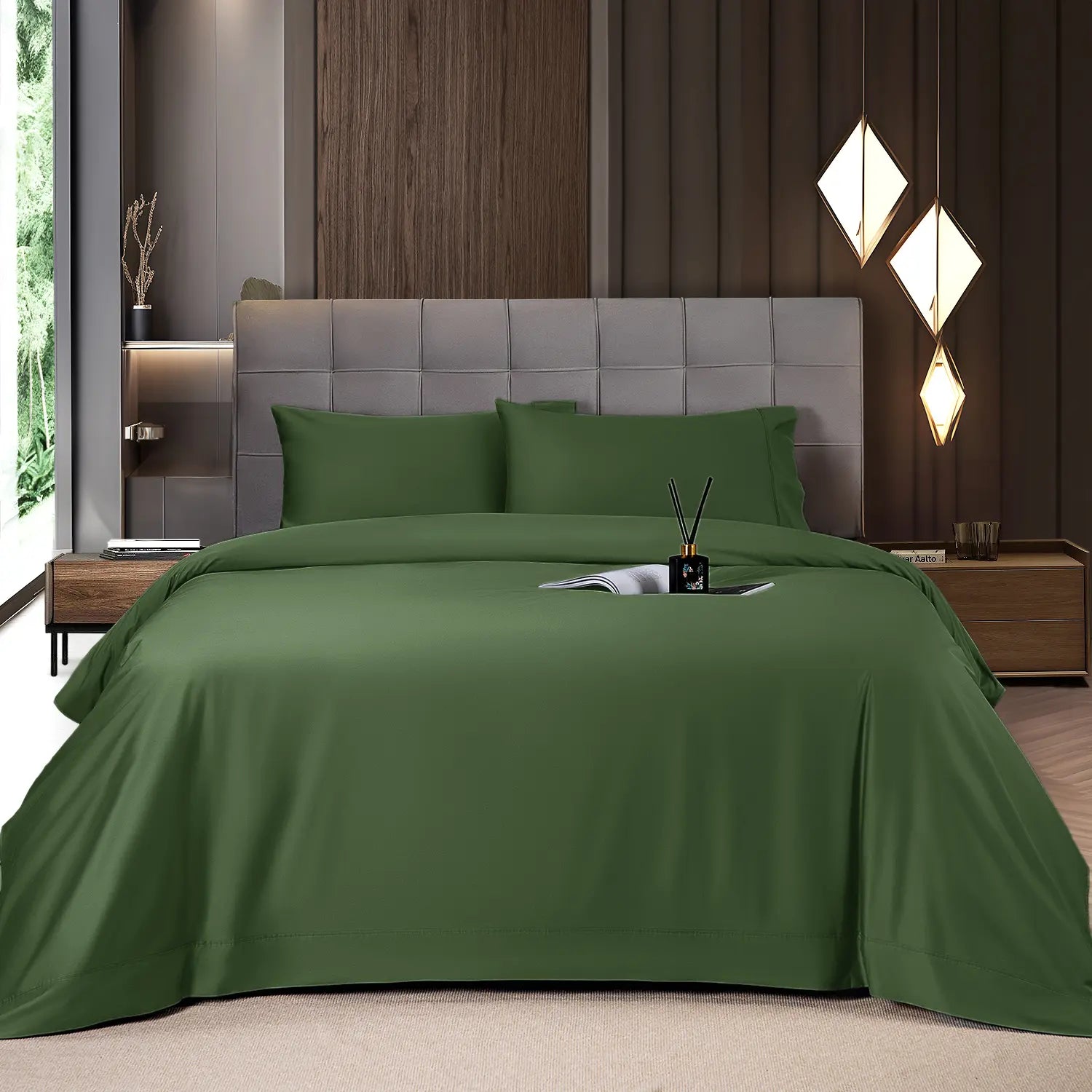Shilucheng Bamboo Sheet Set - 4/6 Pc Bedding Set with 16'' Deep Pocket Lightweight, Twill, Smooth Fitted Sheets, Cooling Breathable, Hotel Luxury Super Silky Soft, Wrinkle & Fade Resistant,Summerwins,Back to School,Back to School Shopping,Home Decor