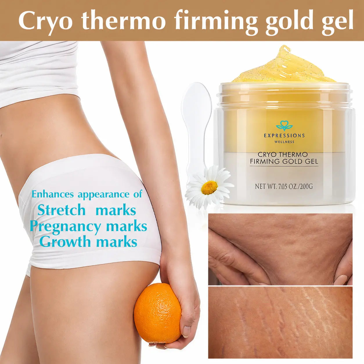 15-Day Fast-Acting anti Cellulite Sculpting & Tightening Burn Gold Massage Cream | Cryo Thermo Cellulite Remover for Legs ,Belly & Arm| Welleness，Refreshing Formula | Unisex Body Contouring Treatment for Men & Women |200 G #Tiktokshopbacktoschool