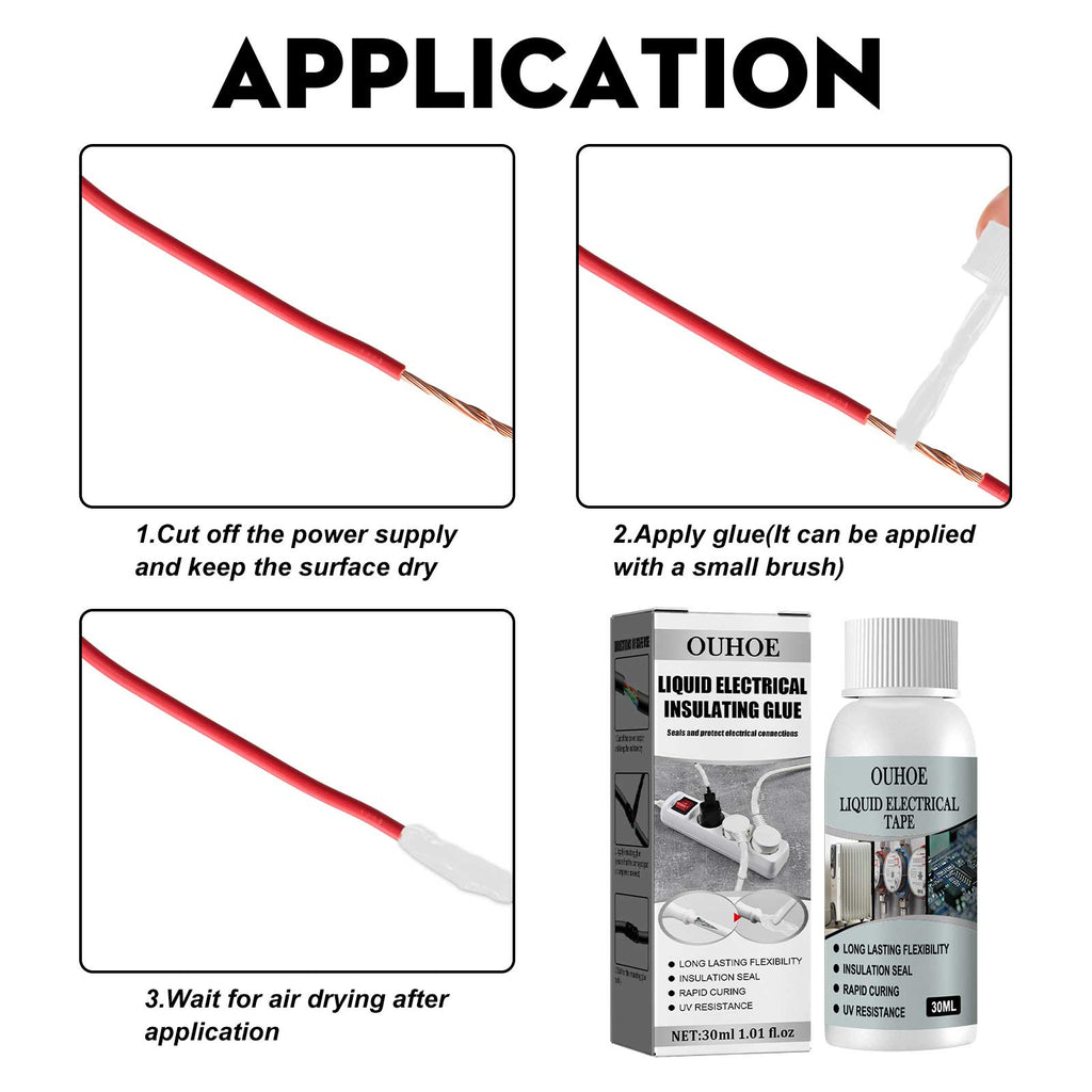 OUHOE Liquid Electrical Insulating Adhesive (Black, 30ml) Is A High-Temperature Resistant, Organic Insulating, Weather-Resistant, Waterproof, Repair And Sealing Adhesive
