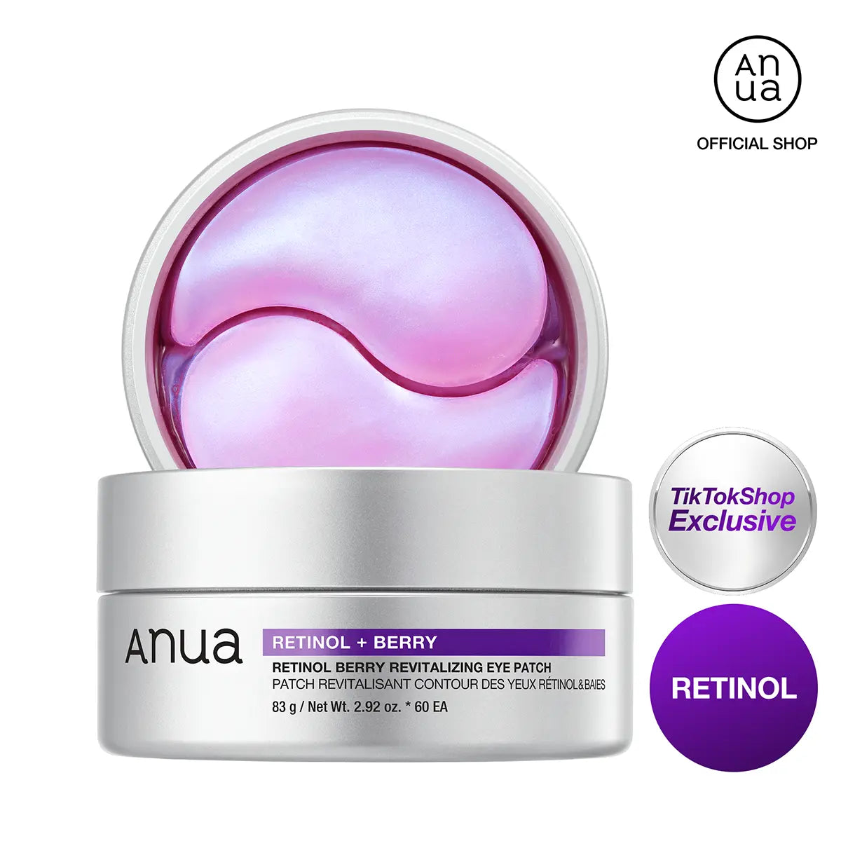 Revitalize Your Eyes with Anua Retinol Berry Eye Patches - 60 Count for Youthful, Bright Skin in Just 10 Minutes!