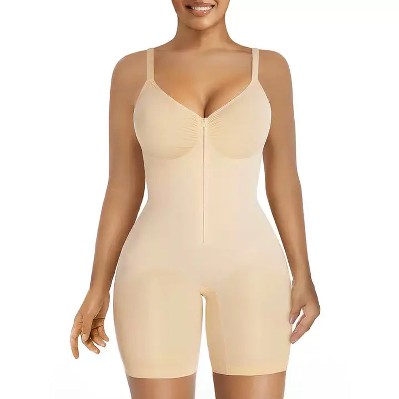 SHAPERX Shapewear for Women Tummy Control Bodysuits Zip-Up Comfort Ultra Stretch Fabric Customizable Fit Breathable Mesh Design Comfortable Fit,Clothes for Back to School,First Day of School Outfits