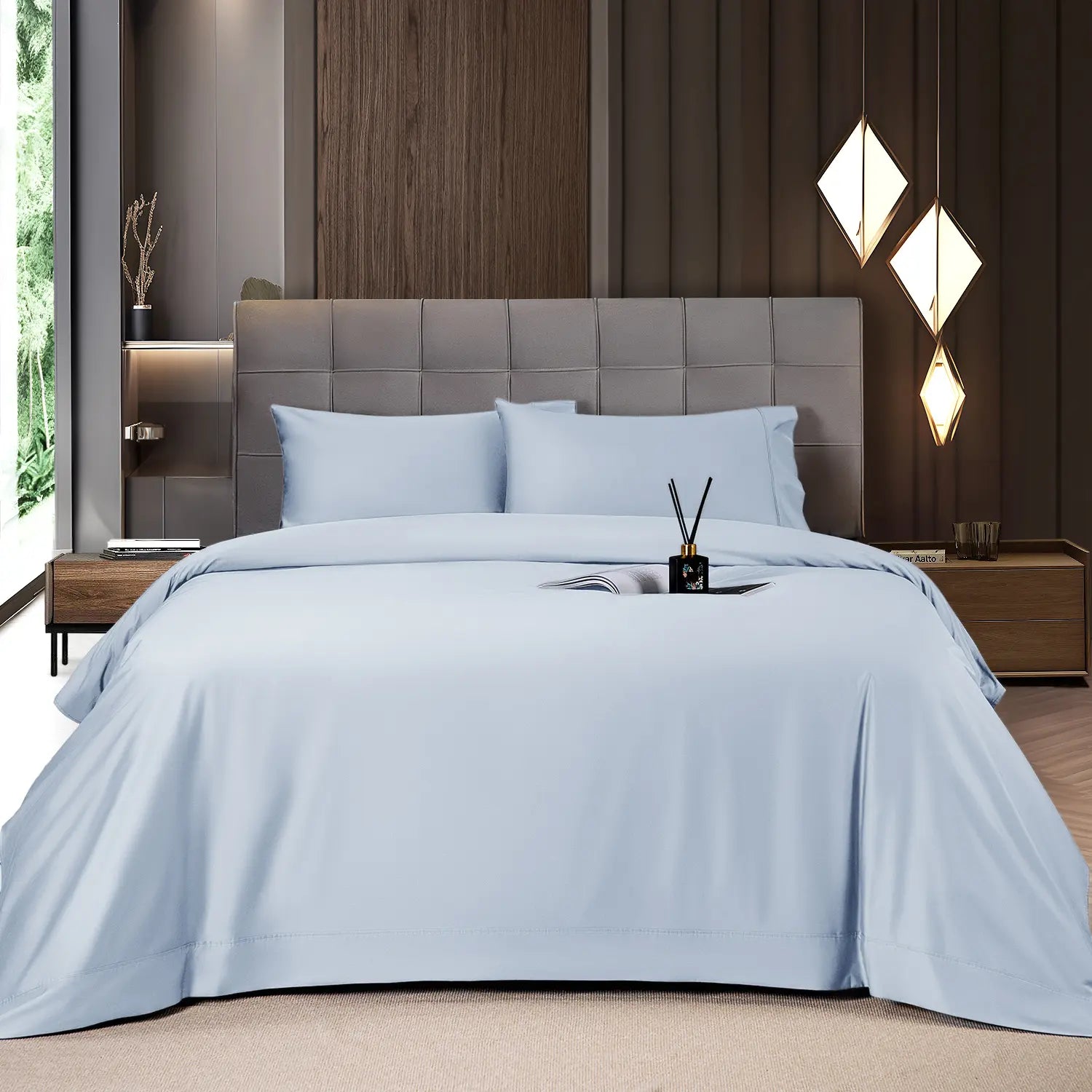 Shilucheng Bamboo Sheet Set - 4/6 Pc Bedding Set with 16'' Deep Pocket Lightweight, Twill, Smooth Fitted Sheets, Cooling Breathable, Hotel Luxury Super Silky Soft, Wrinkle & Fade Resistant,Summerwins,Back to School,Back to School Shopping,Home Decor