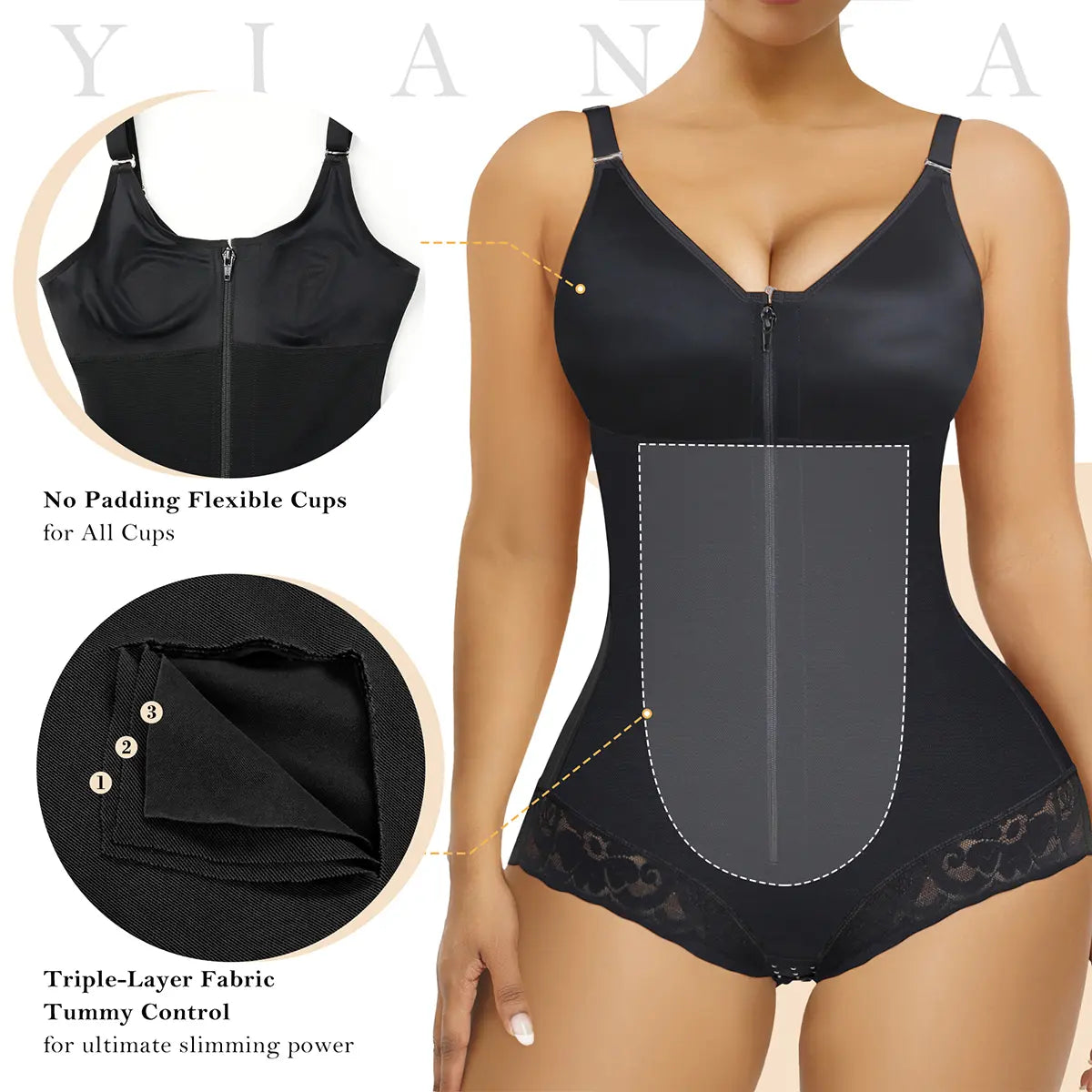 YIANNA Overbust Fajas Colombianas Shapewear for Women Tummy Control Brief Shaper Girdles Compression Garment Compression Tummy Tuck High Compression Faja