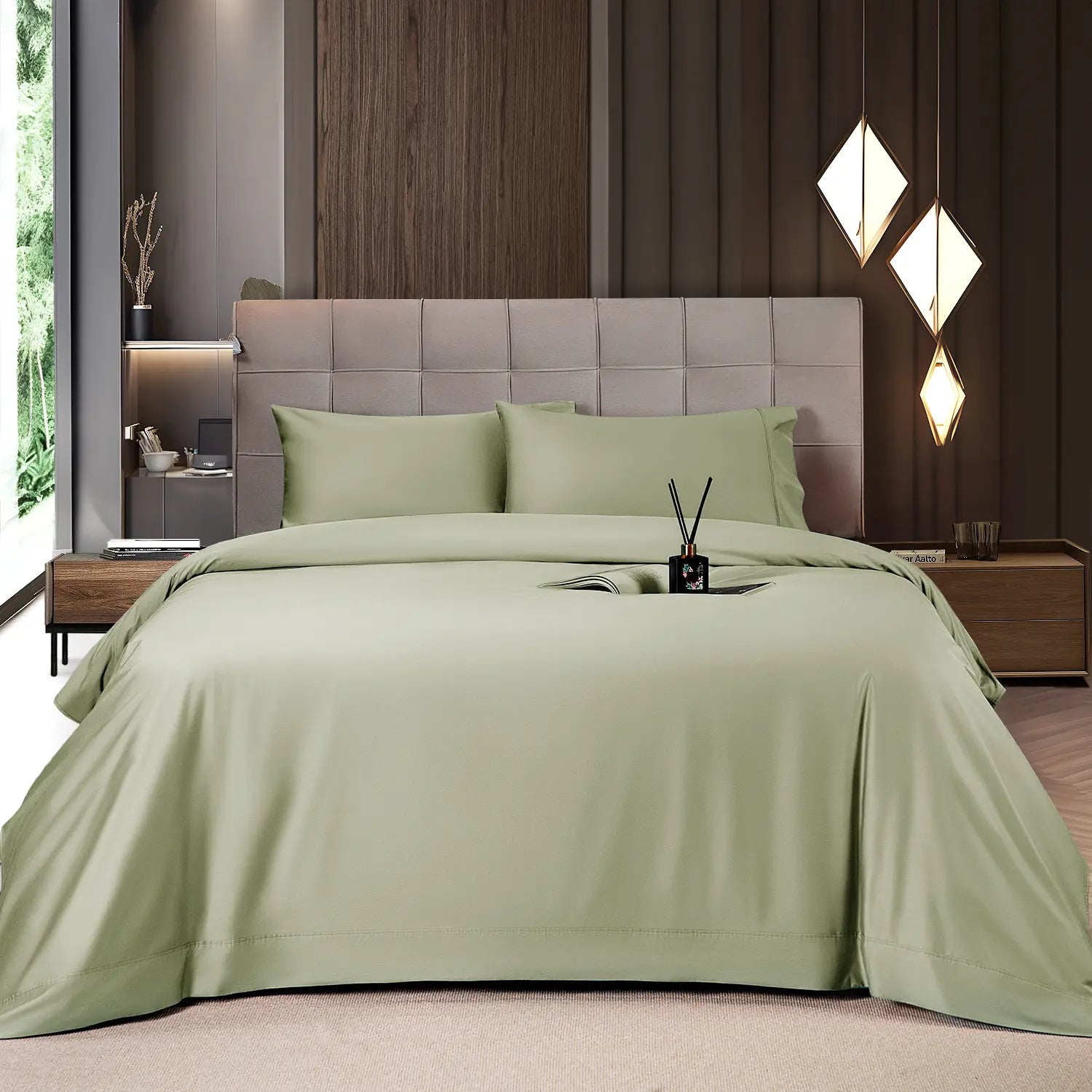 Shilucheng Bamboo Sheet Set - 4/6 Pc Bedding Set with 16'' Deep Pocket Lightweight, Twill, Smooth Fitted Sheets, Cooling Breathable, Hotel Luxury Super Silky Soft, Wrinkle & Fade Resistant,Summerwins,Back to School,Back to School Shopping,Home Decor